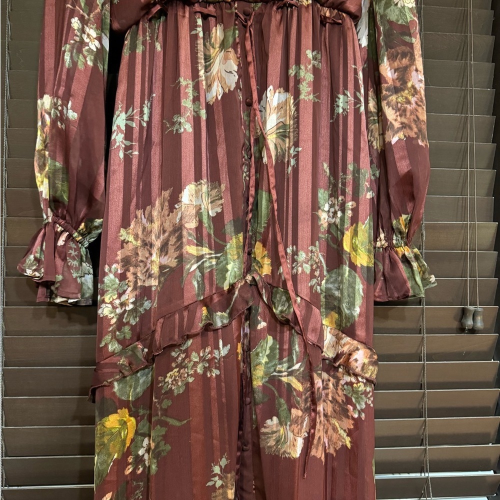 ASOS Design TALL Floral Tiered Brown Dress - Picture 6 of 10
